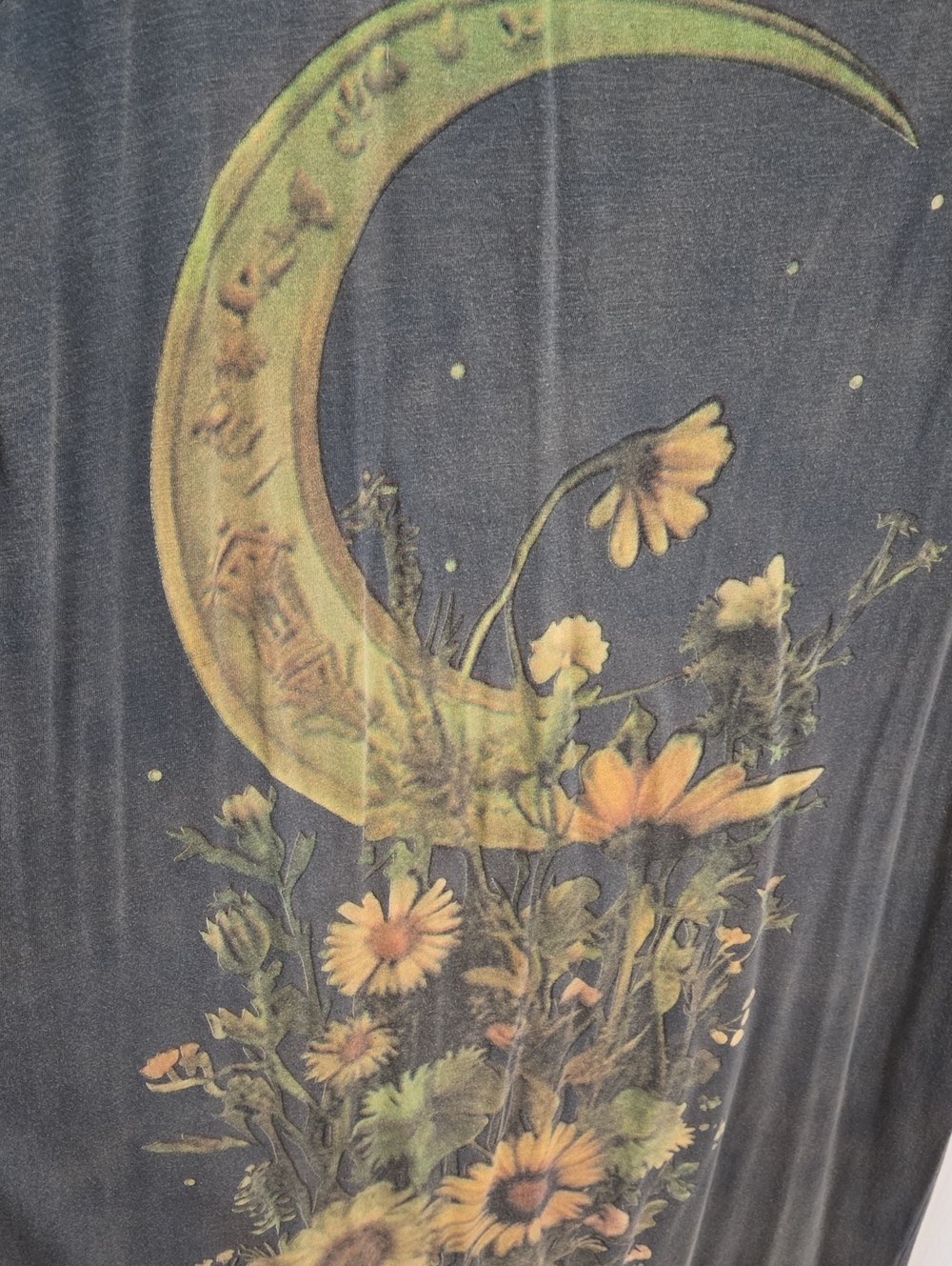 Jaded Gypsy MOON FLOWER Maxi T-Shirt Dress with Moon & Floral Graphic - Picture 2 of 9